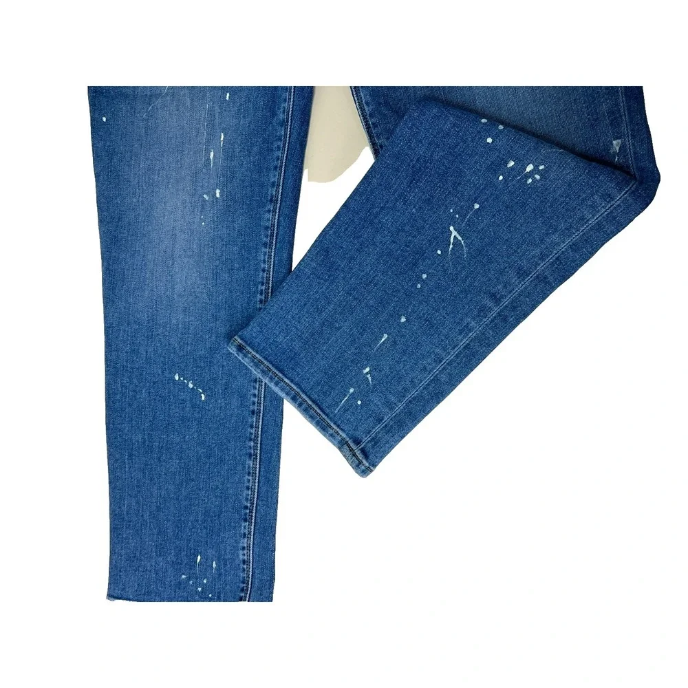 Hudson‎ Barbara Straight Jean Medium Wash Paint Splatter Premium Denim SZ 28